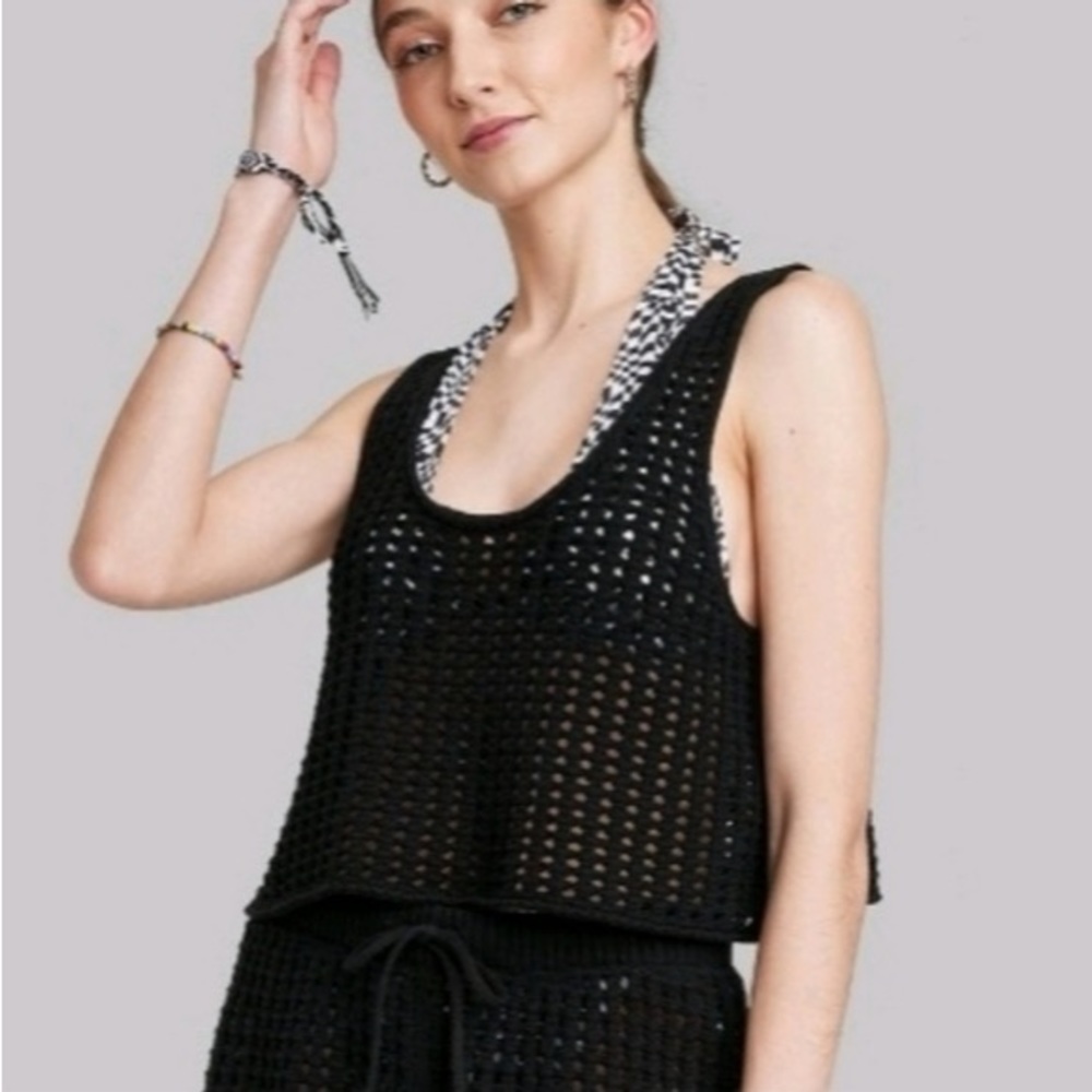 Wild Fable Womens Cropped Crochet Tank Open Knit